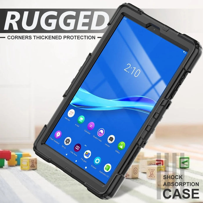 For Lenovo M10 Plus / Tab K10 / M10 FHD Plus 2nd Gen / Smart Tab M10 FHD Plus Silicone+PC Tablet Case Hand Strap Kickstand Shockproof Cover with Shoulder Strap - Black - 6