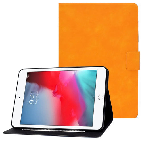 For iPad mini (2019) 7.9 inch / iPad mini 4 / 3 / 2 / 1 Cowhide Texture PU Leather Tablet Stand Case Card Holder Anti-scratch Cover - Orange - 1