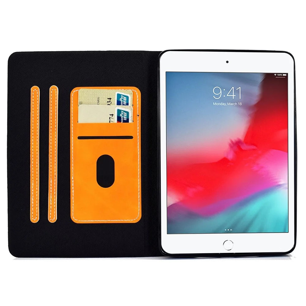 For iPad mini (2019) 7.9 inch / iPad mini 4 / 3 / 2 / 1 Cowhide Texture PU Leather Tablet Stand Case Card Holder Anti-scratch Cover - Orange - 2