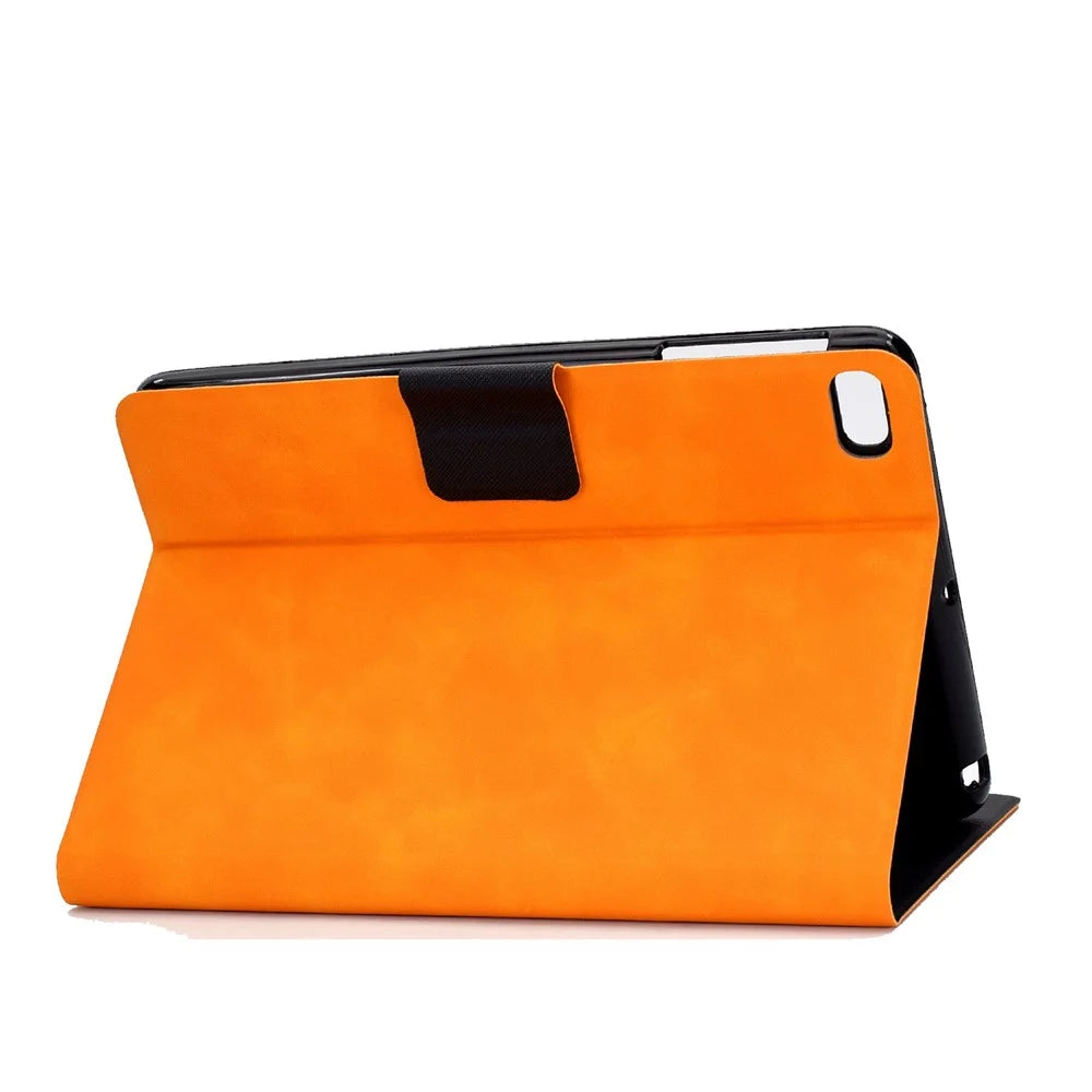 For iPad mini (2019) 7.9 inch / iPad mini 4 / 3 / 2 / 1 Cowhide Texture PU Leather Tablet Stand Case Card Holder Anti-scratch Cover - Orange - 4