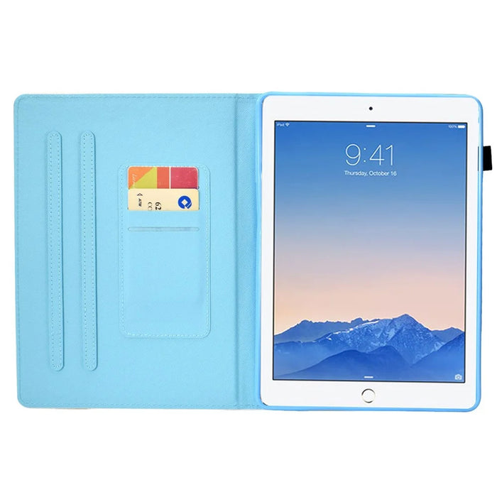 For iPad Air (2013) / Air 2 / iPad 9.7-inch (2017) / (2018) Stitched Leather Case Protective Tablet Cover Pattern Printed Magnetic Closure Shockproof Cover with Stand  /  Card Slots - Pink Pineapple - 2