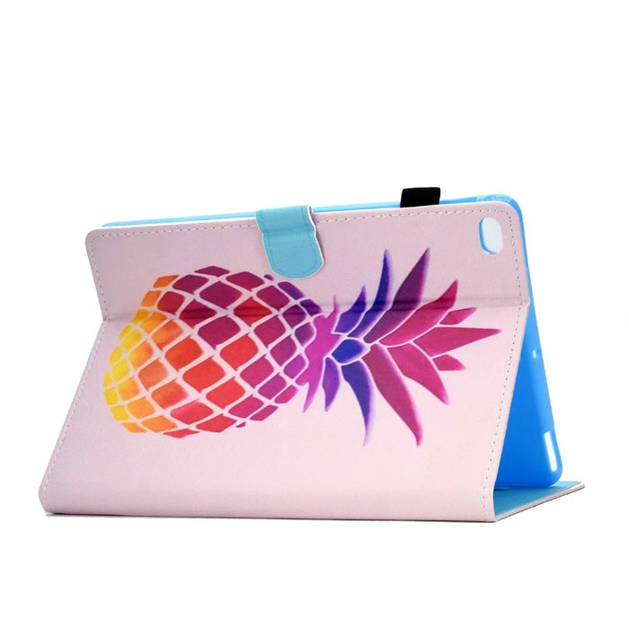 For iPad Air (2013) / Air 2 / iPad 9.7-inch (2017) / (2018) Stitched Leather Case Protective Tablet Cover Pattern Printed Magnetic Closure Shockproof Cover with Stand  /  Card Slots - Pink Pineapple - 4