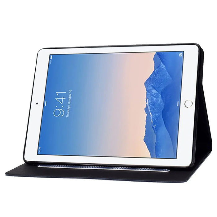 For iPad Air (2013) / Air 2 / iPad 9.7-inch (2017) / (2018) Shockproof Case Cowhide Texture PU Leather Tablet Folio Flip Cover Well-Protection Stand Case with Card Holder - Blue - 3