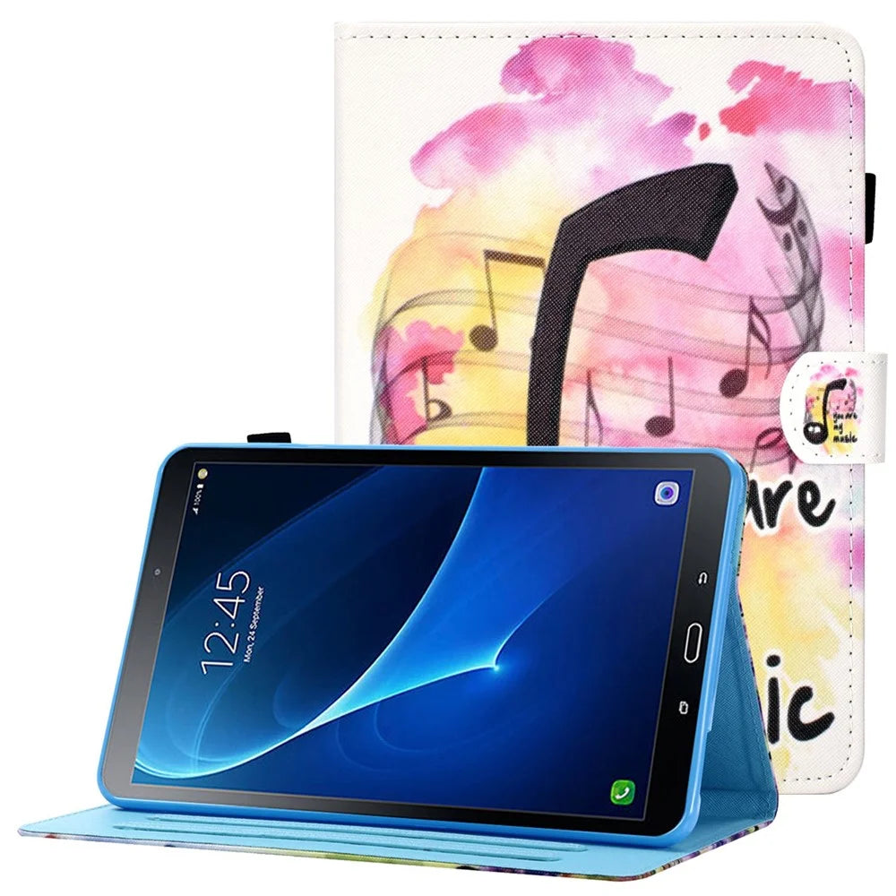 For Samsung Galaxy Tab A 10.1 (2016) (T580 / T585) Anti-Drop Leather Case Stitched Shockproof Cover Pattern Printed Magnetic Closure Tablet Stand Case with Card Slots - You Are My Music - 1