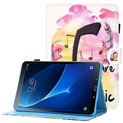 For Samsung Galaxy Tab A 10.1 (2016) (T580 / T585) Anti-Drop Leather Case Stitched Shockproof Cover Pattern Printed Magnetic Closure Tablet Stand Case with Card Slots - You Are My Music - 1