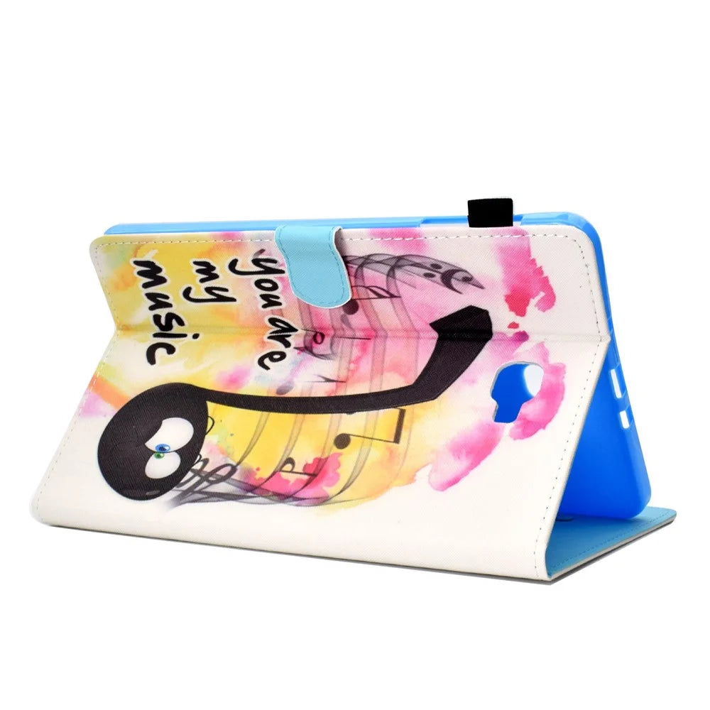 For Samsung Galaxy Tab A 10.1 (2016) (T580 / T585) Anti-Drop Leather Case Stitched Shockproof Cover Pattern Printed Magnetic Closure Tablet Stand Case with Card Slots - You Are My Music - 4