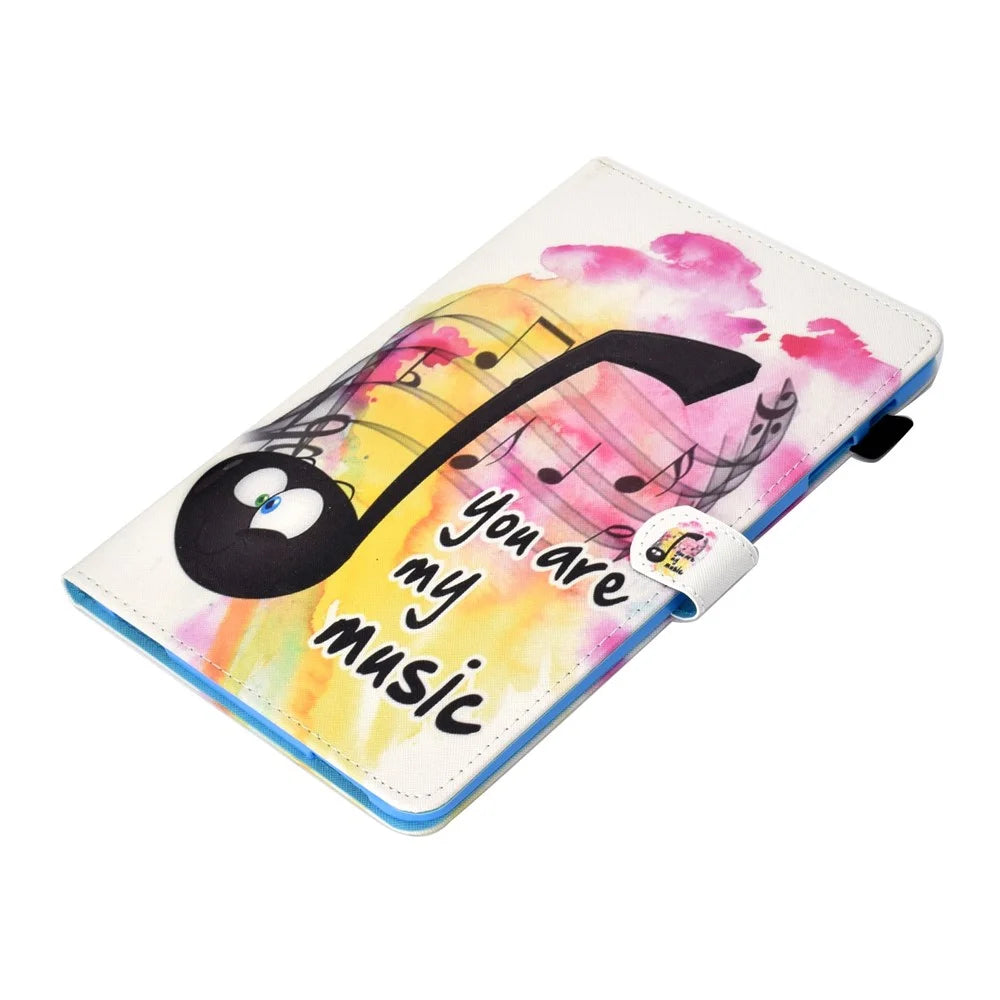 For Samsung Galaxy Tab A 10.1 (2016) (T580 / T585) Anti-Drop Leather Case Stitched Shockproof Cover Pattern Printed Magnetic Closure Tablet Stand Case with Card Slots - You Are My Music - 5