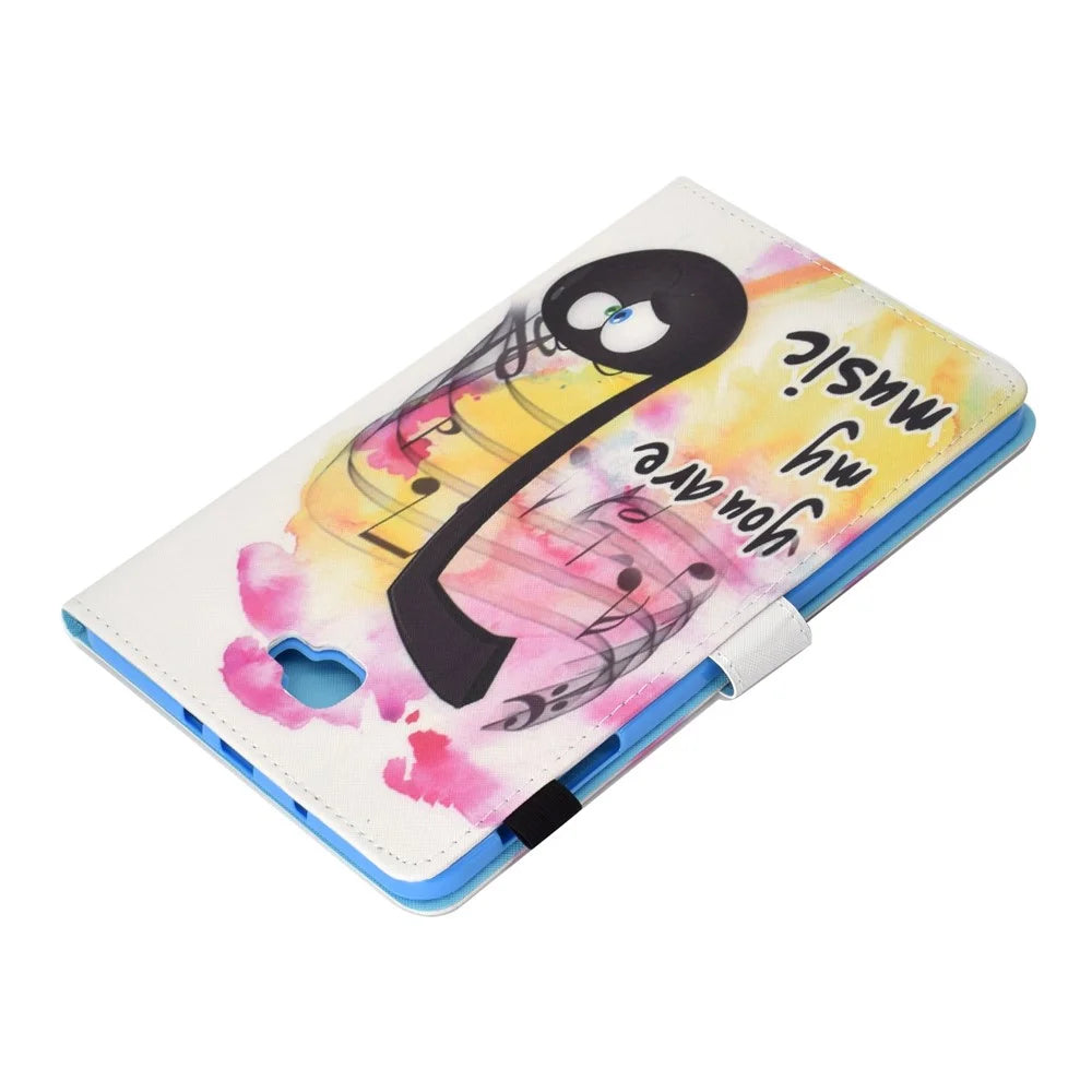 For Samsung Galaxy Tab A 10.1 (2016) (T580 / T585) Anti-Drop Leather Case Stitched Shockproof Cover Pattern Printed Magnetic Closure Tablet Stand Case with Card Slots - You Are My Music - 6