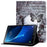 For Samsung Galaxy Tab A 10.1 (2016) T580 / T585 Pattern Printing PU Leather Stand Cover Tablet Anti-drop Case with Card Slots - Skull - 1