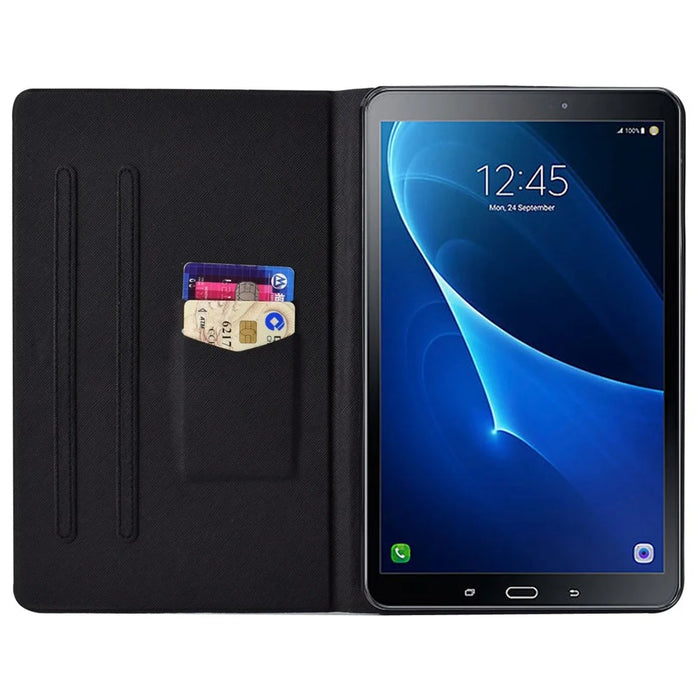 For Samsung Galaxy Tab A 10.1 (2016) T580 / T585 Pattern Printing PU Leather Stand Cover Tablet Anti-drop Case with Card Slots - Skull - 2