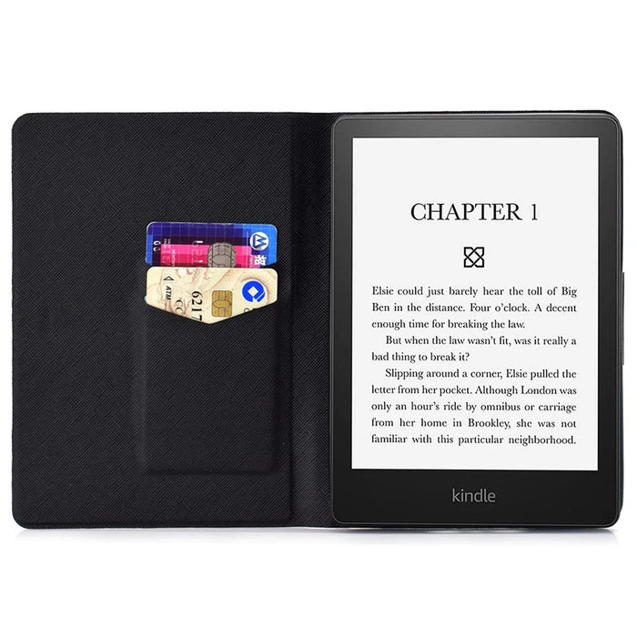 For Amazon Kindle Paperwhite 5 (2021) Pattern Printing Tablet Case PU Leather Card Slots Stand Cover Magnetic Shell Cover - Skull - 2