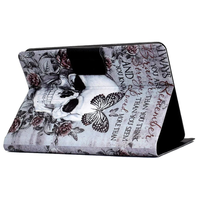 For Amazon Kindle Paperwhite 5 (2021) Pattern Printing Tablet Case PU Leather Card Slots Stand Cover Magnetic Shell Cover - Skull - 4