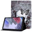 For Samsung Galaxy Tab A7 Lite 8.7-inch T220 / T225 Card Slots Design Pattern Printing PU Leather Cover Tablet Shockproof Shell Case with Adjustable Stand - Skull - 1