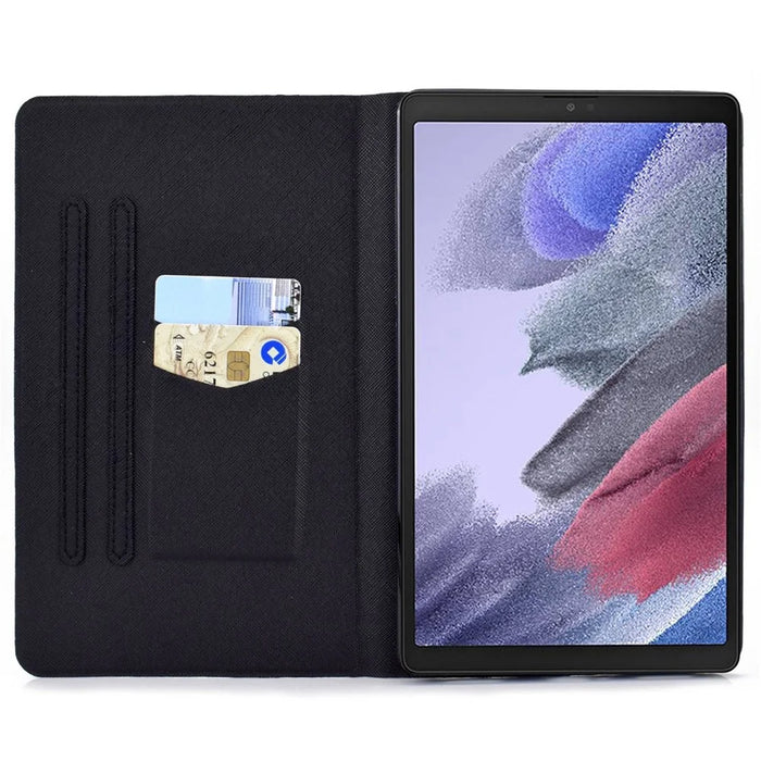 For Samsung Galaxy Tab A7 Lite 8.7-inch T220 / T225 Card Slots Design Pattern Printing PU Leather Cover Tablet Shockproof Shell Case with Adjustable Stand - Skull - 2
