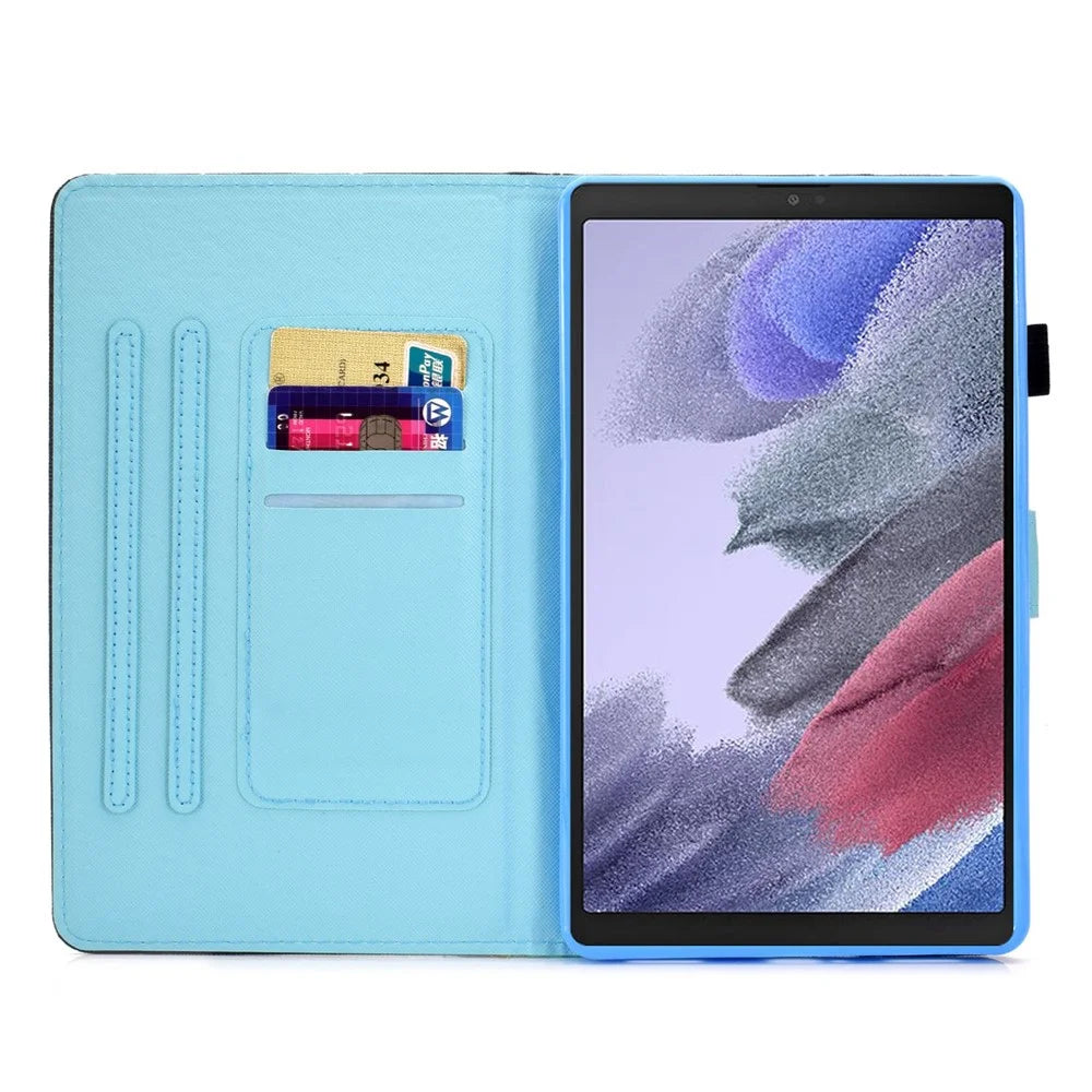 For Samsung Galaxy Tab A7 Lite 8.7-inch T220 / T225 Stitching PU Leather Viewing Stand Case Full Body Protection Pattern Printing Magnetic Cover with Card Slots / Pen Holder - Forest - 2