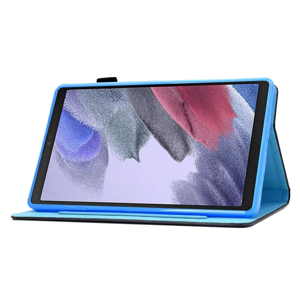 For Samsung Galaxy Tab A7 Lite 8.7-inch T220 / T225 Stitching PU Leather Viewing Stand Case Full Body Protection Pattern Printing Magnetic Cover with Card Slots / Pen Holder - Forest - 3