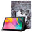 For Samsung Galaxy Tab A 10.1 (2019) T510 / T515 Adjustable Stand PU Leather Tablet Case Pattern Printing Card Holder Drop-proof Cover - Skull - 1