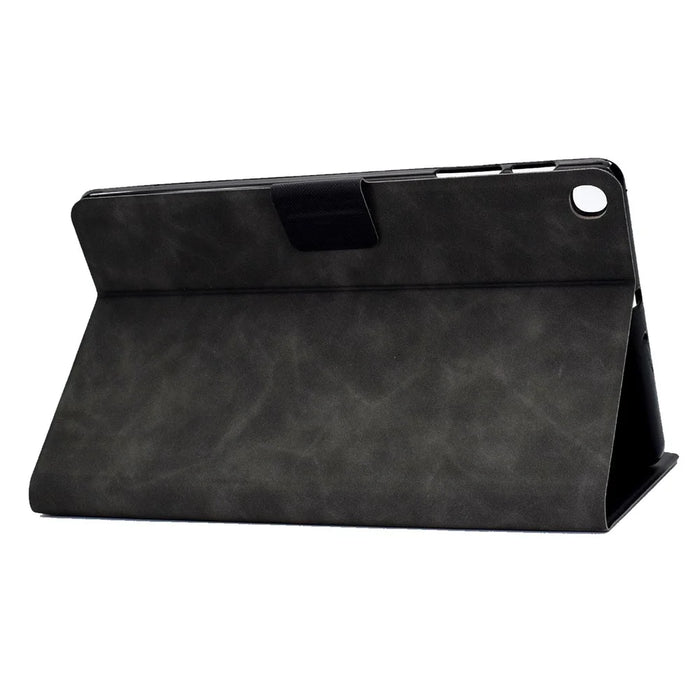 For Samsung Galaxy Tab A 10.1 (2019) T510 / T515 Cowhide Texture PU Leather Tablet Case Card Holder Solid Color Foldable Stand Cover - Grey - 4