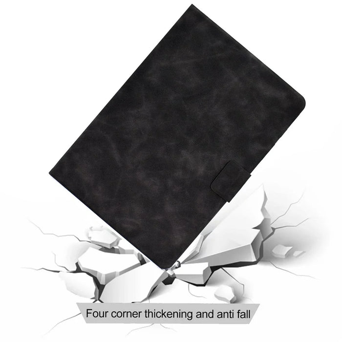 For Samsung Galaxy Tab A 10.1 (2019) T510 / T515 Cowhide Texture PU Leather Tablet Case Card Holder Solid Color Foldable Stand Cover - Grey - 5