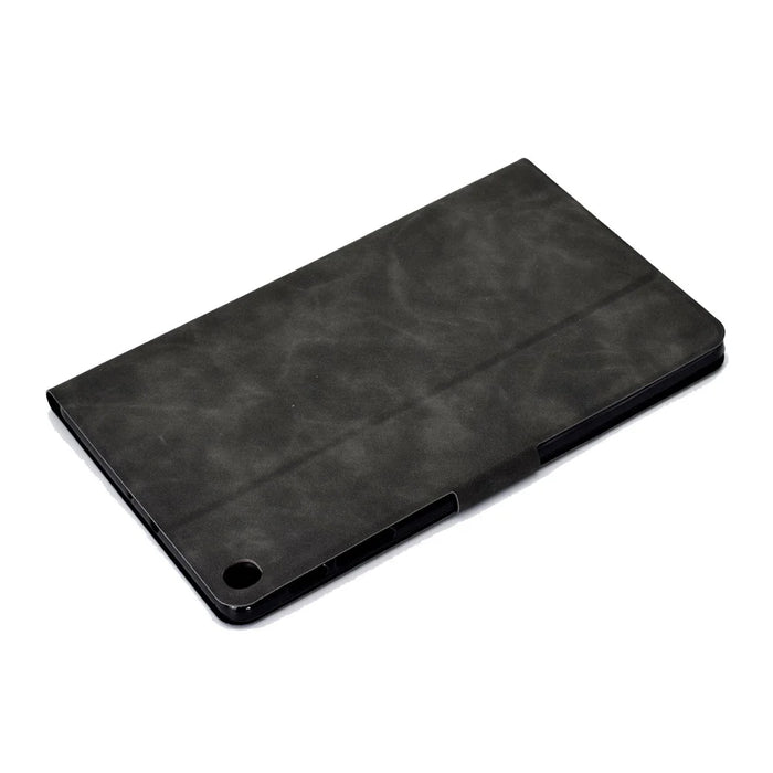 For Samsung Galaxy Tab A 10.1 (2019) T510 / T515 Cowhide Texture PU Leather Tablet Case Card Holder Solid Color Foldable Stand Cover - Grey - 7