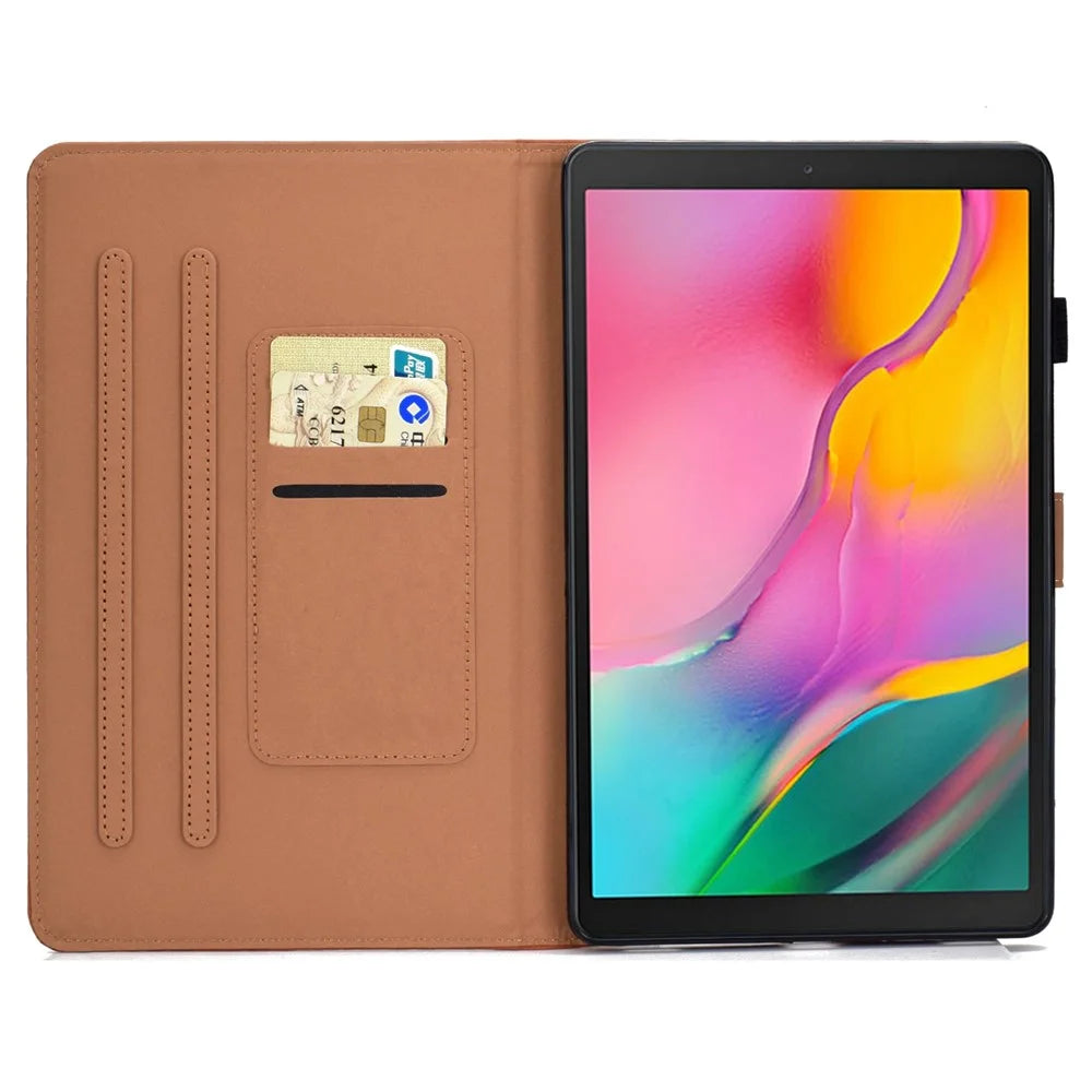 For Samsung Galaxy Tab A 10.1 (2019) T510 / T515 PU Leather Solid Color Tablet Case Magnetic Clasp Adjustable Stand Cover with Card Slots - Brown - 2