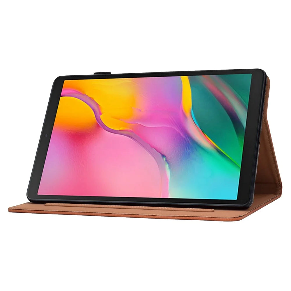 For Samsung Galaxy Tab A 10.1 (2019) T510 / T515 PU Leather Solid Color Tablet Case Magnetic Clasp Adjustable Stand Cover with Card Slots - Brown - 3