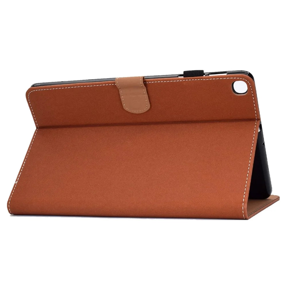 For Samsung Galaxy Tab A 10.1 (2019) T510 / T515 PU Leather Solid Color Tablet Case Magnetic Clasp Adjustable Stand Cover with Card Slots - Brown - 4