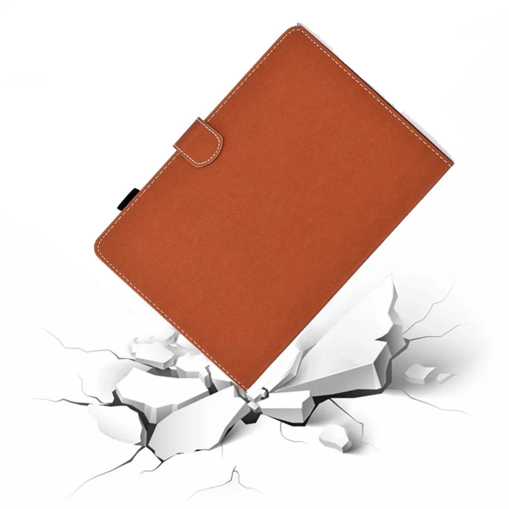 For Samsung Galaxy Tab A 10.1 (2019) T510 / T515 PU Leather Solid Color Tablet Case Magnetic Clasp Adjustable Stand Cover with Card Slots - Brown - 5