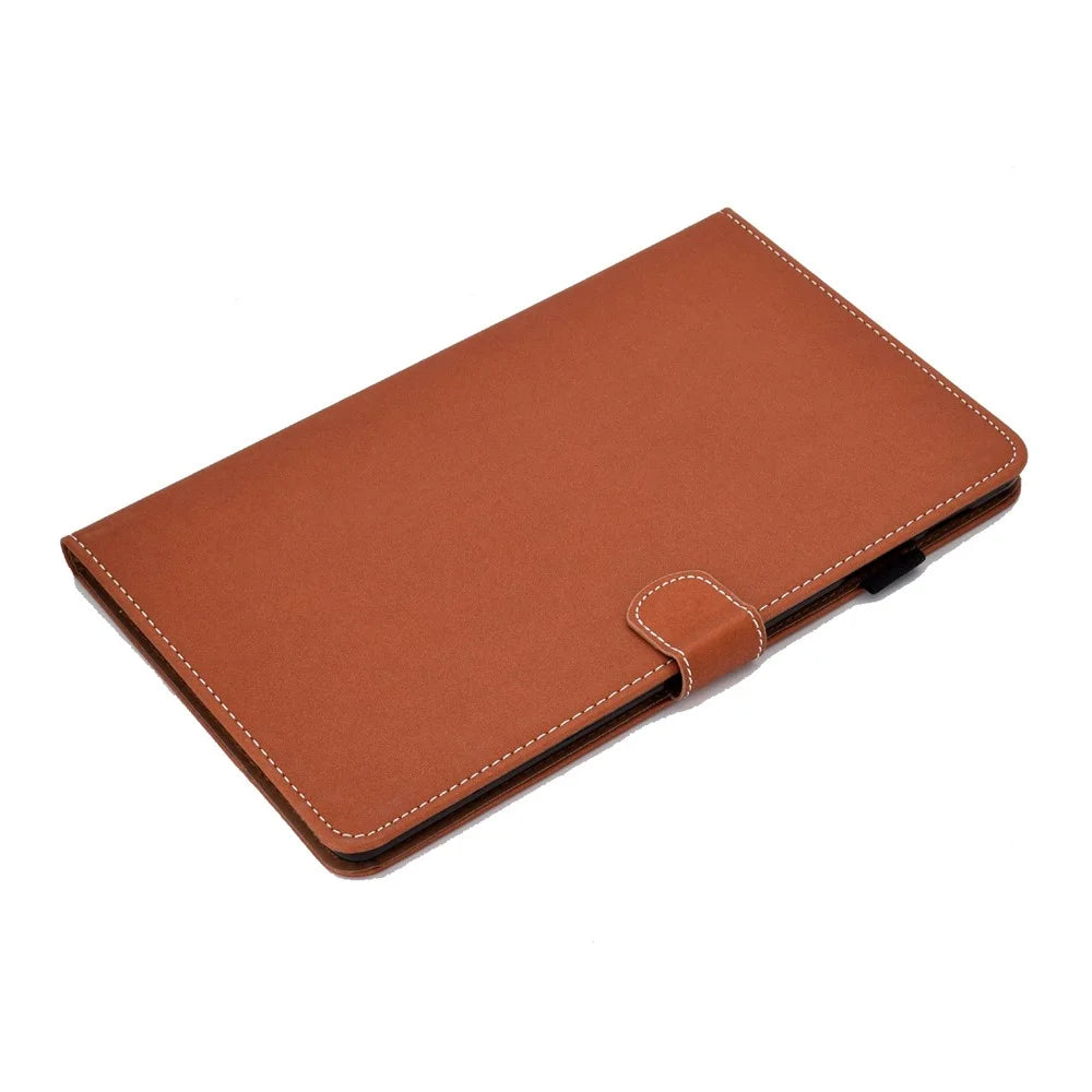 For Samsung Galaxy Tab A 10.1 (2019) T510 / T515 PU Leather Solid Color Tablet Case Magnetic Clasp Adjustable Stand Cover with Card Slots - Brown - 6