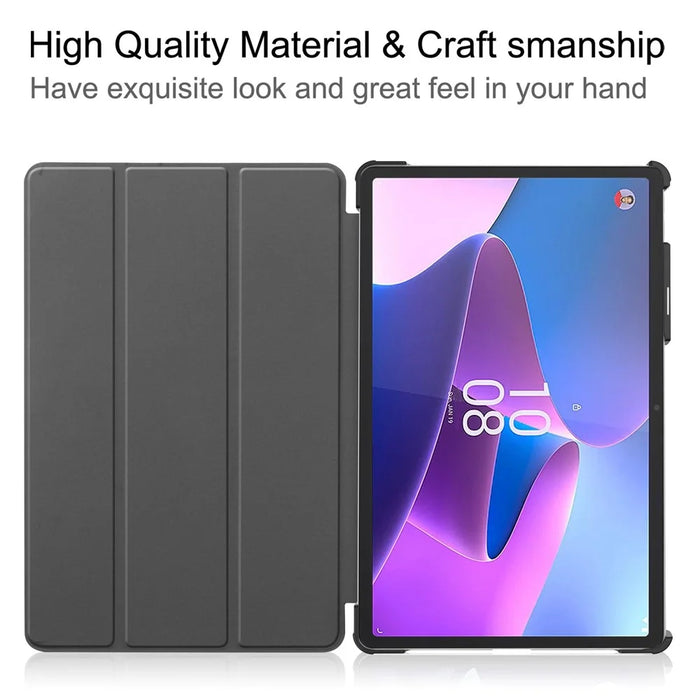 For Lenovo Tab P11 Pro Gen 2 Tri-fold Stand PU Leather Tablet Case Auto Wake / Sleep Function Drop-proof Cover - Black - 2