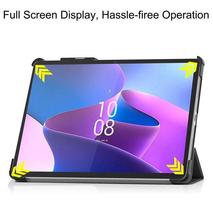 For Lenovo Tab P11 Pro Gen 2 Tri-fold Stand PU Leather Tablet Case Auto Wake / Sleep Function Drop-proof Cover - Black - 3
