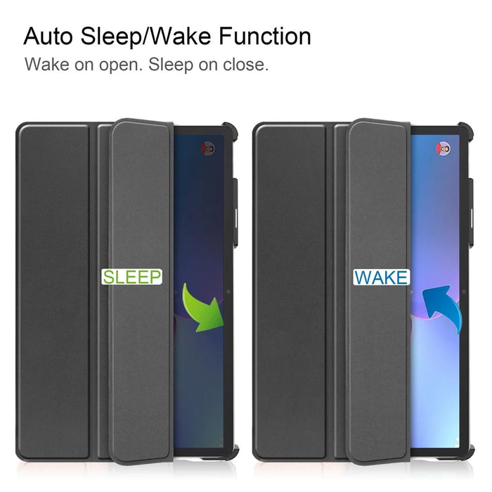 For Lenovo Tab P11 Pro Gen 2 Tri-fold Stand PU Leather Tablet Case Auto Wake / Sleep Function Drop-proof Cover - Black - 5