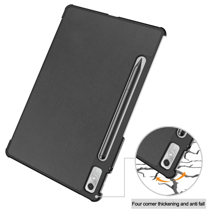 For Lenovo Tab P11 Pro Gen 2 Tri-fold Stand PU Leather Tablet Case Auto Wake / Sleep Function Drop-proof Cover - Black - 7