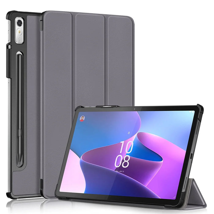 For Lenovo Tab P11 Pro Gen 2 Drop-proof Tablet Cover Auto Wake and Sleep PU Leather Tri-fold Stand Tablet Case - Grey - 1