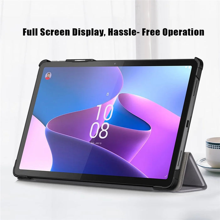 For Lenovo Tab P11 Pro Gen 2 Drop-proof Tablet Cover Auto Wake and Sleep PU Leather Tri-fold Stand Tablet Case - Grey - 2