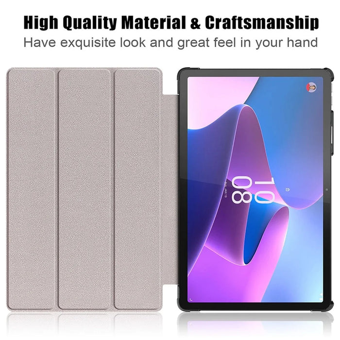 For Lenovo Tab P11 Pro Gen 2 Drop-proof Tablet Cover Auto Wake and Sleep PU Leather Tri-fold Stand Tablet Case - Grey - 3