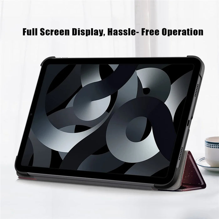 For iPad (2025) / 10.9 (2022) Pattern Printed Protective Case PU Leather Anti-Drop Auto Wake / Sleep Tablet Cover with Trifold Stand - Starry Sky - 2