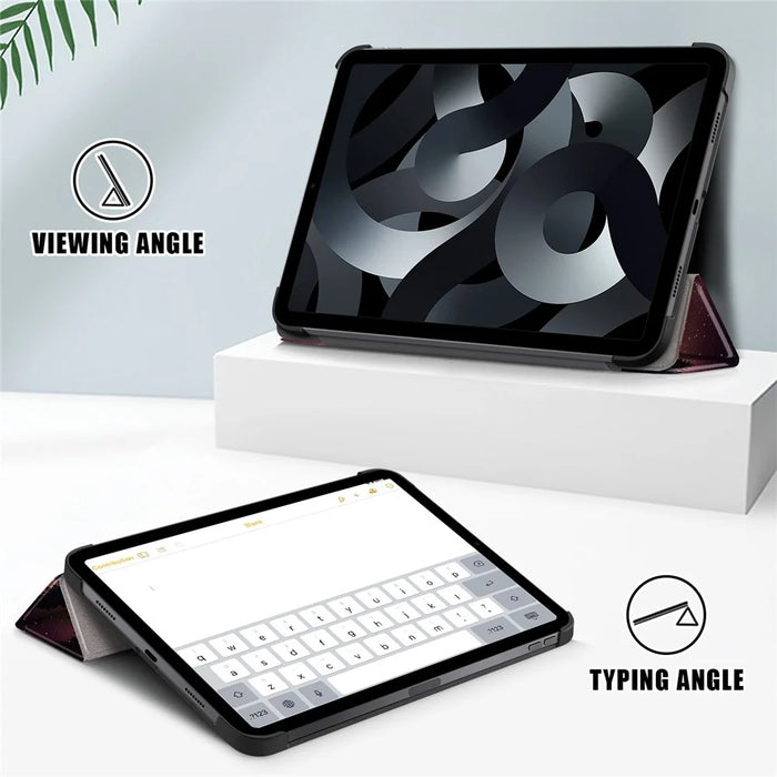 For iPad (2025) / 10.9 (2022) Pattern Printed Protective Case PU Leather Anti-Drop Auto Wake / Sleep Tablet Cover with Trifold Stand - Starry Sky - 4