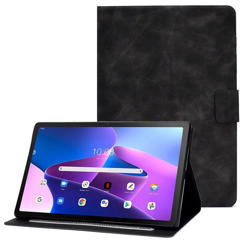 For Lenovo M10 FHD REL / M10 Plus X606F PU Leather Tablet Shell Cover  Solid Color Folio Stand Magnetic Protective Case with Card Slots - Grey - 1