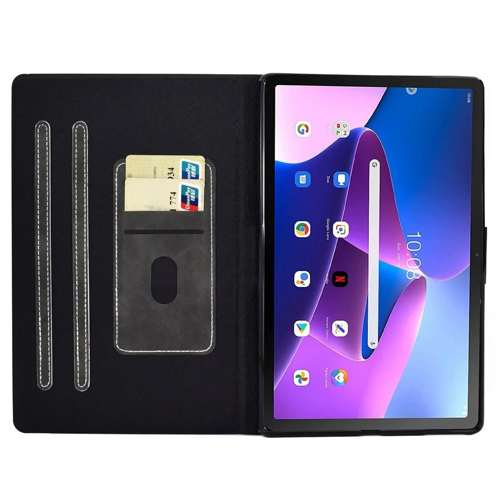 For Lenovo M10 FHD REL / M10 Plus X606F PU Leather Tablet Shell Cover  Solid Color Folio Stand Magnetic Protective Case with Card Slots - Grey - 2
