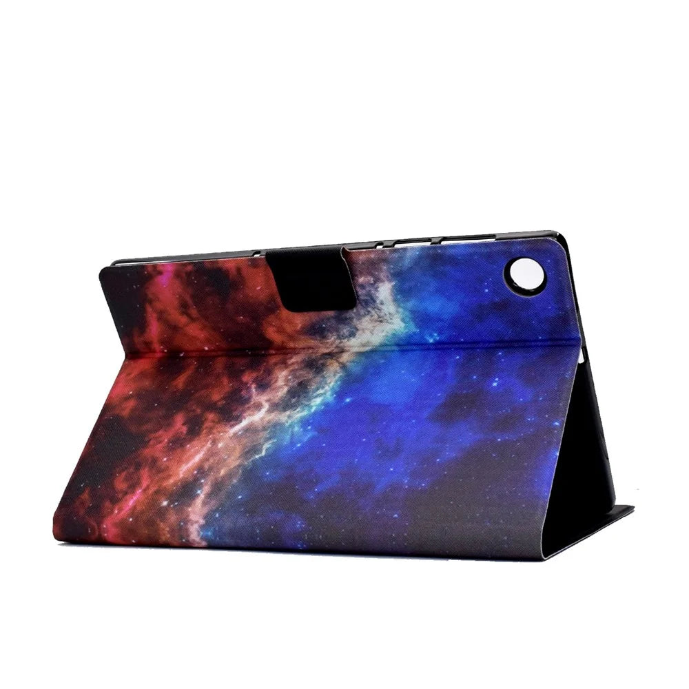For Lenovo M10 FHD REL / Tab M10 Plus TB-X606F Pattern Printing Tablet Case Card Holder PU Leather Stand Cover - Starry Sky - 4