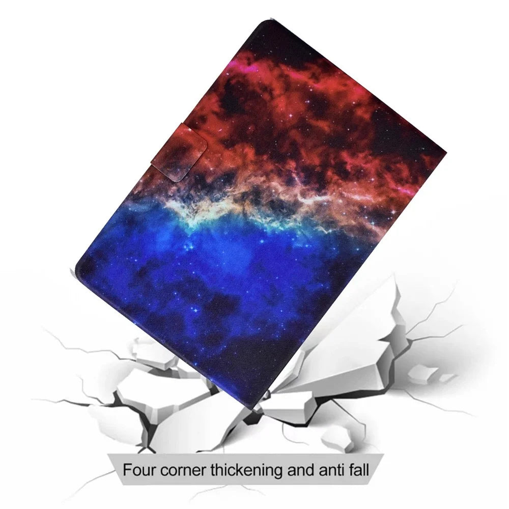 For Lenovo M10 FHD REL / Tab M10 Plus TB-X606F Pattern Printing Tablet Case Card Holder PU Leather Stand Cover - Starry Sky - 7
