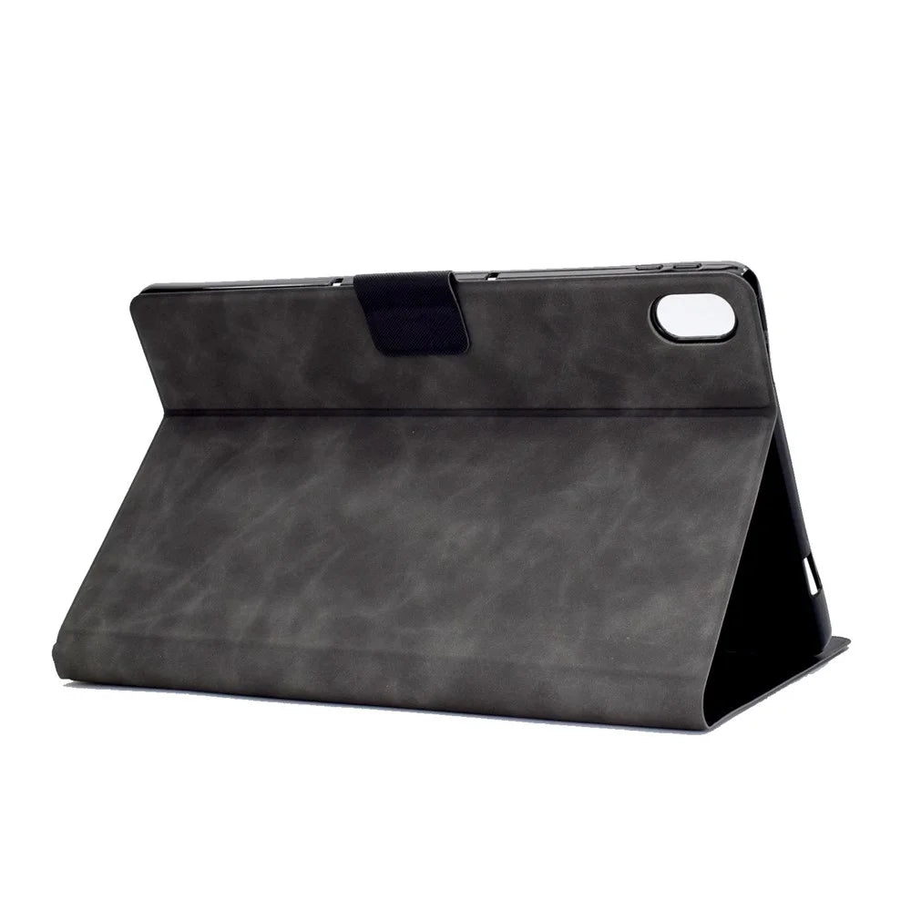 For Lenovo Legion Y700 TB-9707F Anti-Drop Tablet Case Cowhide Texture PU Leather Folio Flip Cover Well-Protection Stand Case with Card Holder - Grey - 4