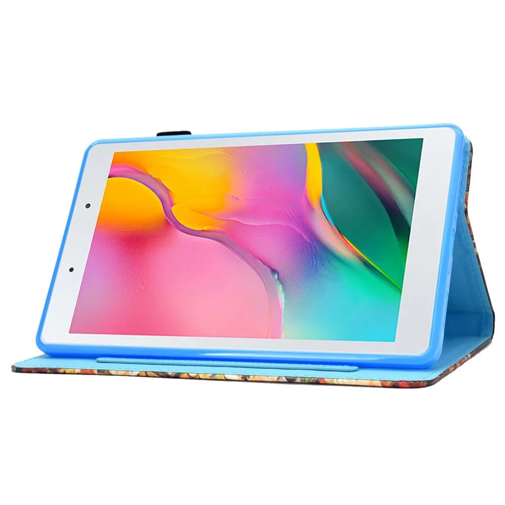 For Samsung Galaxy Tab A 8.0 (2019) SM-T290 (Wi-Fi) / SM-T295 (LTE) Pattern Printing Stitching Line Tablet Case PU Leather Card Slots Flip Stand Cover - Panda - 3
