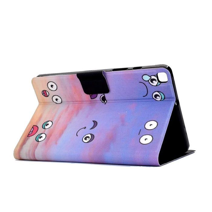 For Samsung Galaxy Tab A 8.0 (2019) SM-T290 (Wi-Fi) / SM-T295 (LTE) Pattern Printing Tablet Case PU Leather Magnetic Clasp Stand Cover with Card Pocket - Facial Expression - 5