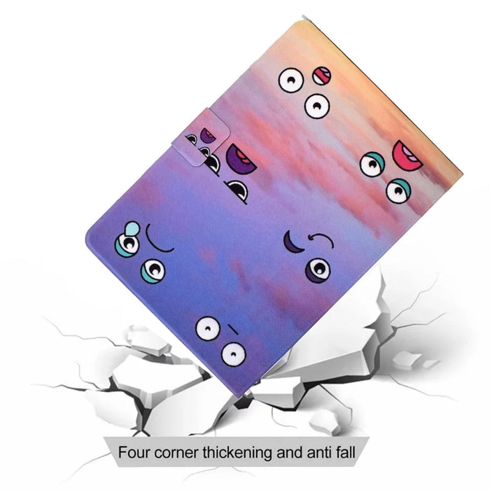 For Samsung Galaxy Tab A 8.0 (2019) SM-T290 (Wi-Fi) / SM-T295 (LTE) Pattern Printing Tablet Case PU Leather Magnetic Clasp Stand Cover with Card Pocket - Facial Expression - 7