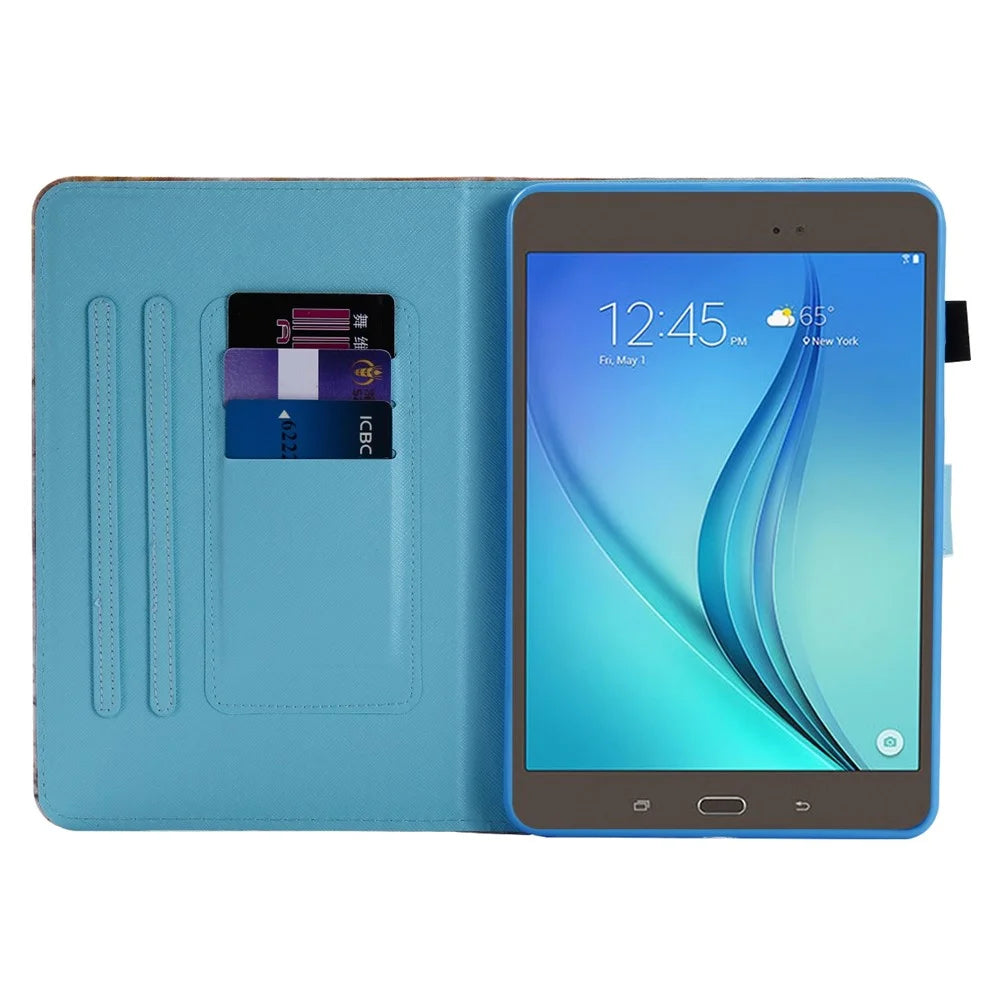 Shockproof Case for Samsung Galaxy Tab A 8.0 SM-T350 (2015) Leather Tablet Cover Stitched Pattern Printed Magnetic Cover with Stand / Card Slots - Colorful Butterfly - 3