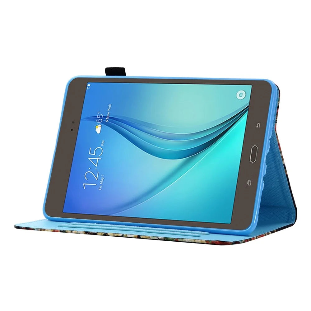 Shockproof Case for Samsung Galaxy Tab A 8.0 SM-T350 (2015) Leather Tablet Cover Stitched Pattern Printed Magnetic Cover with Stand / Card Slots - Colorful Butterfly - 4
