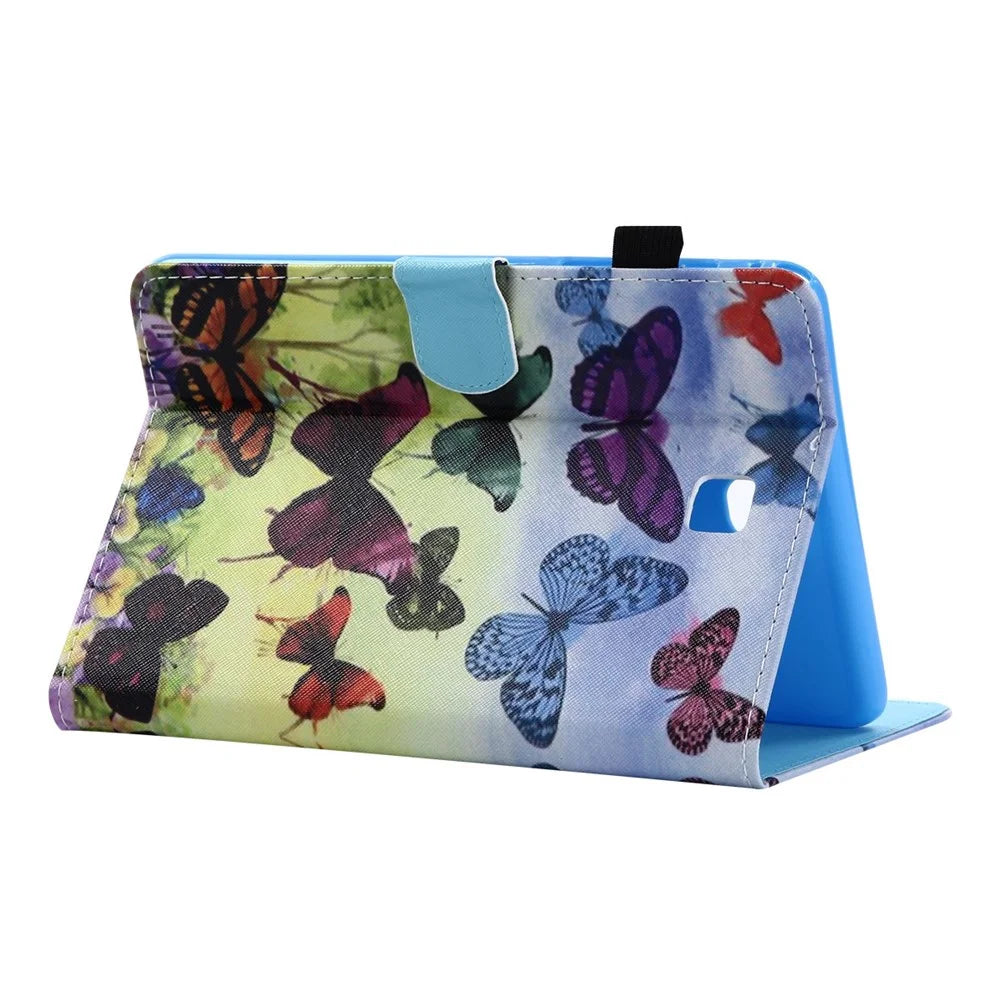 Shockproof Case for Samsung Galaxy Tab A 8.0 SM-T350 (2015) Leather Tablet Cover Stitched Pattern Printed Magnetic Cover with Stand / Card Slots - Colorful Butterfly - 5