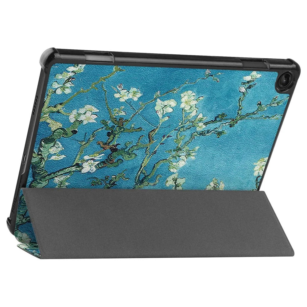 For Lenovo Tab M10 (Gen 3) TB-328FU / TB-328XU Pattern Printing Tablet Case PU Leather Trifold Stand Cover with Auto Wake / Sleep - Apricot Blossom - 4